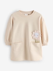 Ecru White Flower Sweatshirt Dress - Image 1 of 2