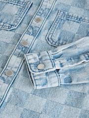 Denim Pure Cotton Checkerboard Logo Shirt - Image 2 of 3