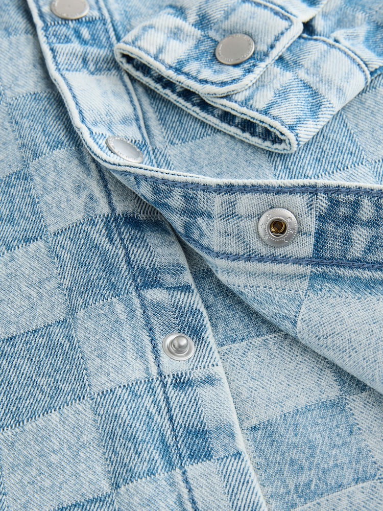 Denim Pure Cotton Checkerboard Logo Shirt - Image 3 of 3