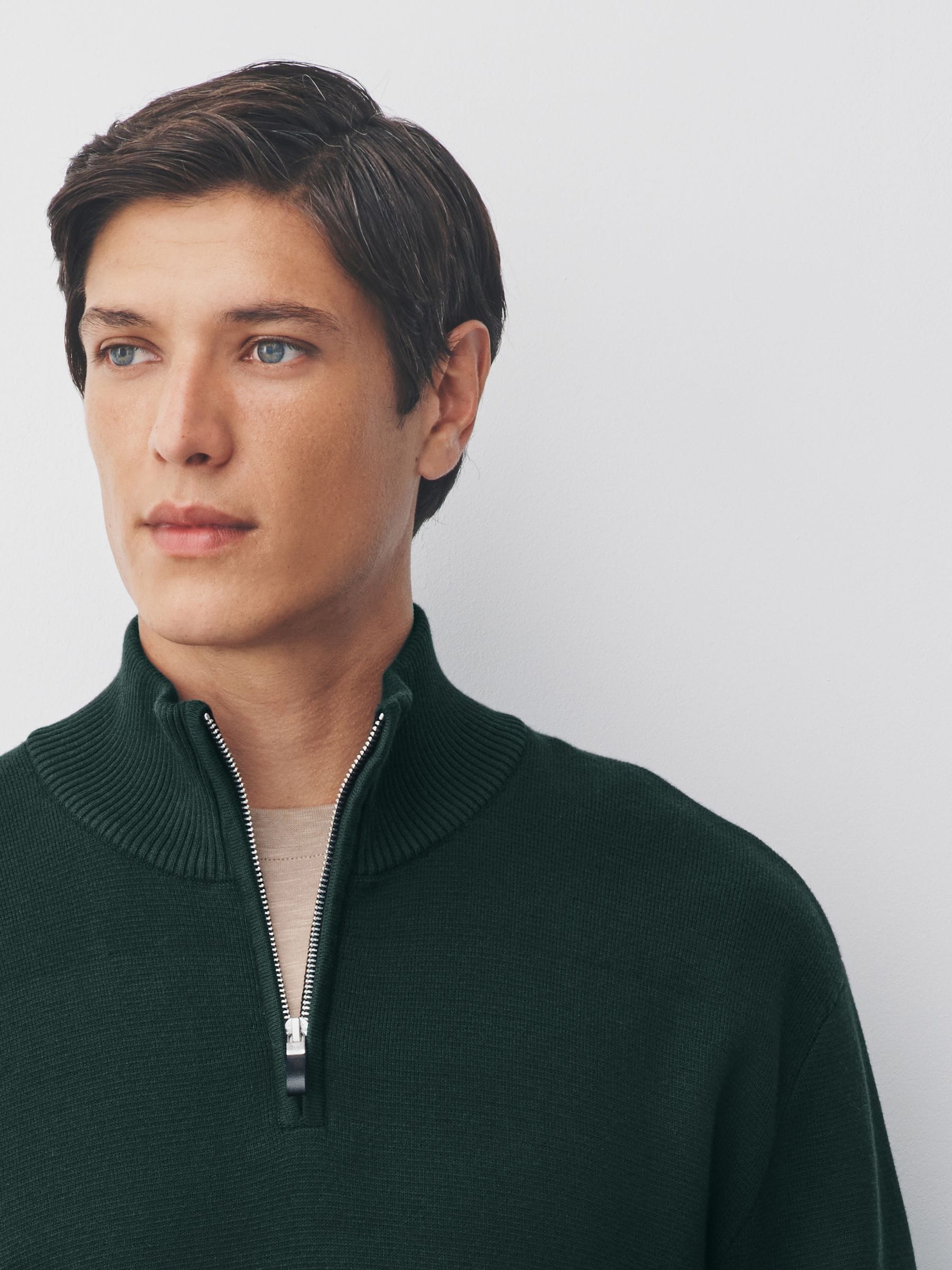 Buy Dark Green Plain Quarter Zip Jumper from Next USA