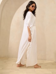 Lipsy White Long Kimono Lace Insert Mini Kimono - Image 4 of 4