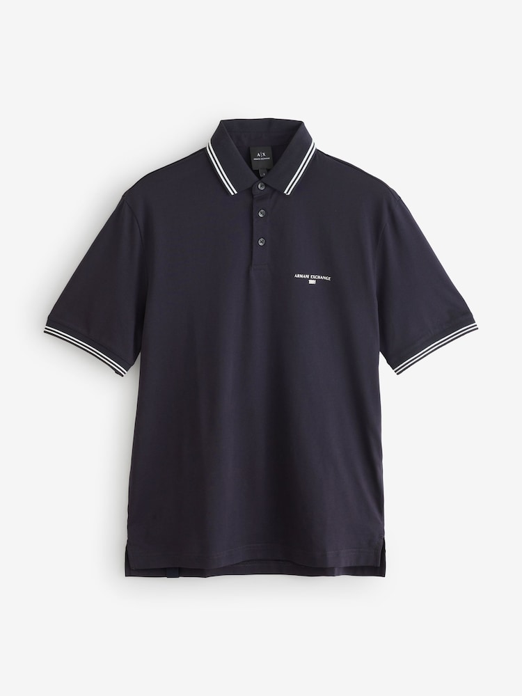 Armani Exchange Regular Fit Tipped Detail Polo Shirt - Image 1 of 1 Armani Exchange Regular Fit Tipped Detail Polo Shirt - Image 1 of 1