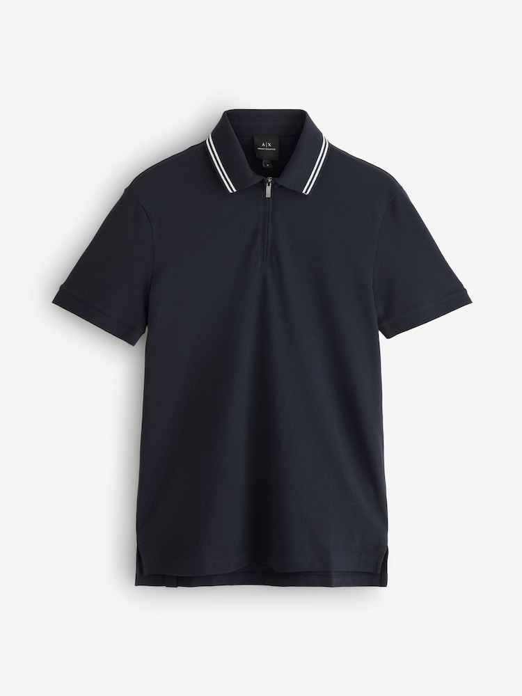 Armani Exchange Regular Fit Tipped Detail Polo Shirt - Image 1 of 1 Armani Exchange Regular Fit Tipped Detail Polo Shirt - Image 1 of 1