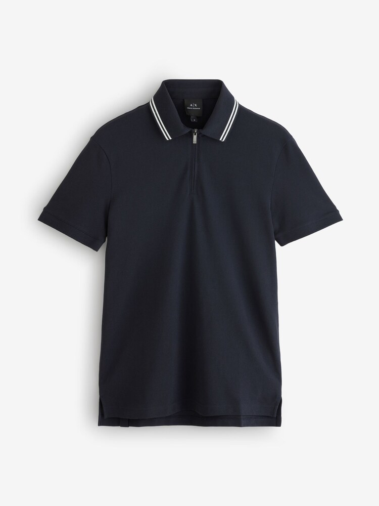 أزرق داكن - قميص بولو بتفاصيل على الحواف بتلبيس قياسي من Armani Exchange - صورة 5 من 5