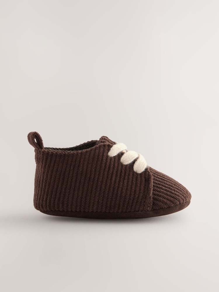 Chocolate Brown Cord Baby Shoes (0-2mths) - Image 2 of 5