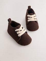 Chocolate Brown Cord Baby Shoes (0-2mths) - Image 3 of 5