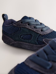 Blue Navy Baby Elastic Lace Slip-Ons Trainers (0-2mths) - Image 3 of 5