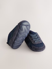 Blue Navy Baby Elastic Lace Slip-Ons Trainers (0-2mths) - Image 5 of 5