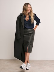 Anthology By JD Williams Black Leather Midi Skirt - Image 1 of 4