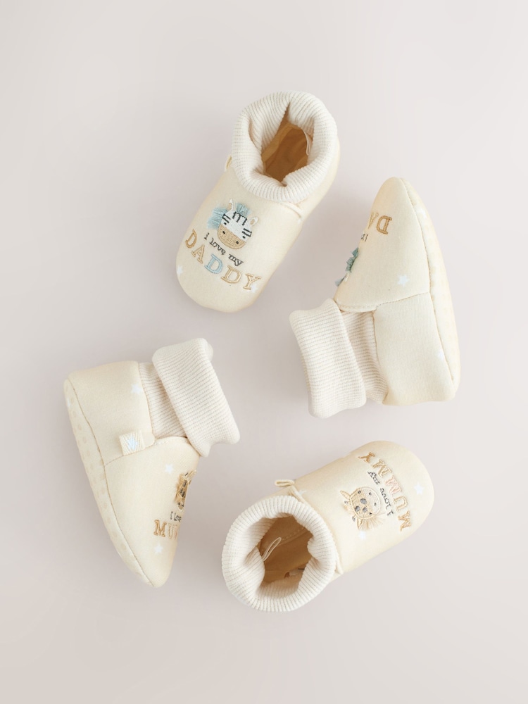 Neutral I Love Mummy/Daddy Baby Sock Top Bootie Shoes (0-18mths) - Image 2 of 7