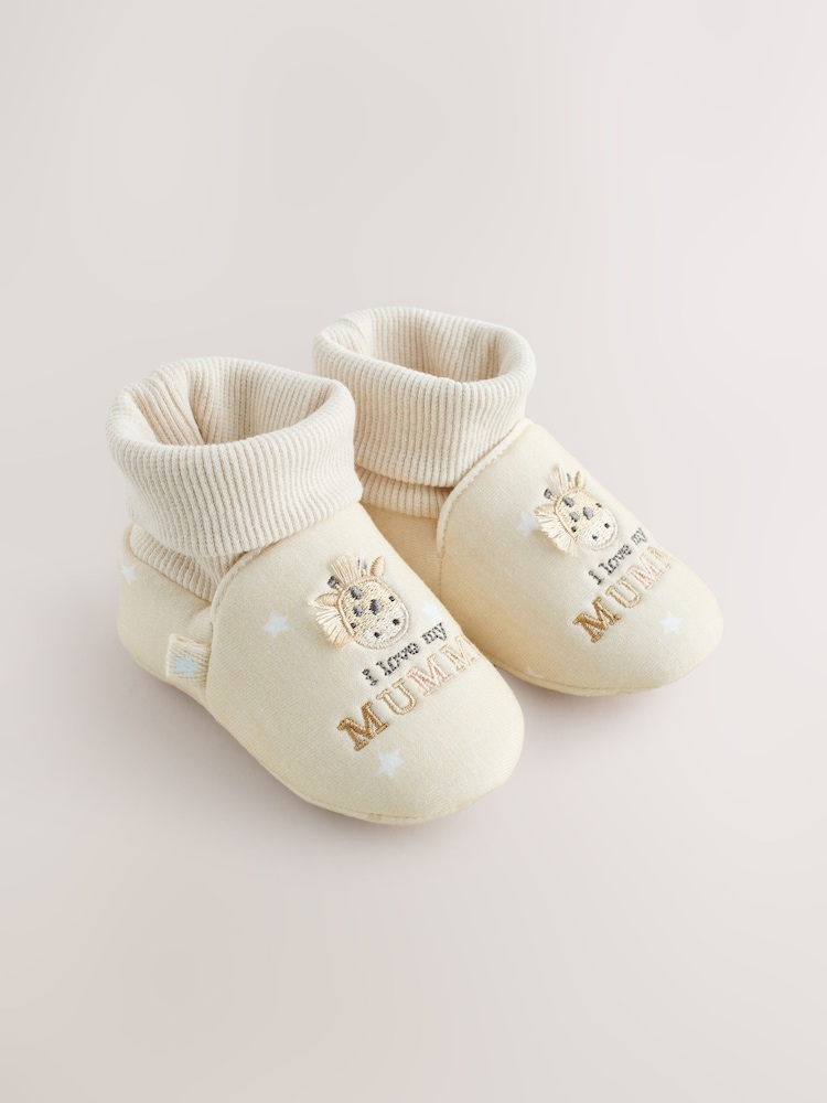 Neutral I Love Mummy/Daddy Baby Sock Top Bootie Shoes (0-18mths) - Image 6 of 7