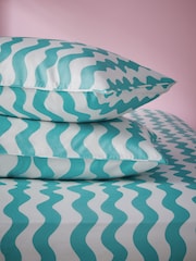 Eleanor Bowmer Aqua Wave 180 Thread Count Pillowcase Set of 2 - Image 1 of 2