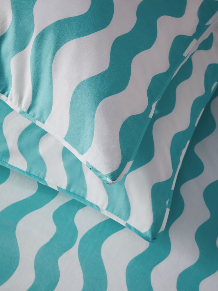 Eleanor Bowmer Aqua Wave 180 Thread Count Pillowcase Set of 2 - Image 2 of 2