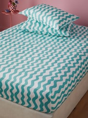 Eleanor Bowmer Aqua Wave 180 Thread Count Fitted Sheet - Image 1 of 2
