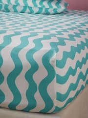 Eleanor Bowmer Aqua Wave 180 Thread Count Fitted Sheet - Image 2 of 2