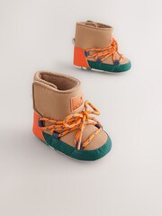 Neutral Colour Block Baby Quilted Snow Boots (0-2mths) - Image 1 of 7