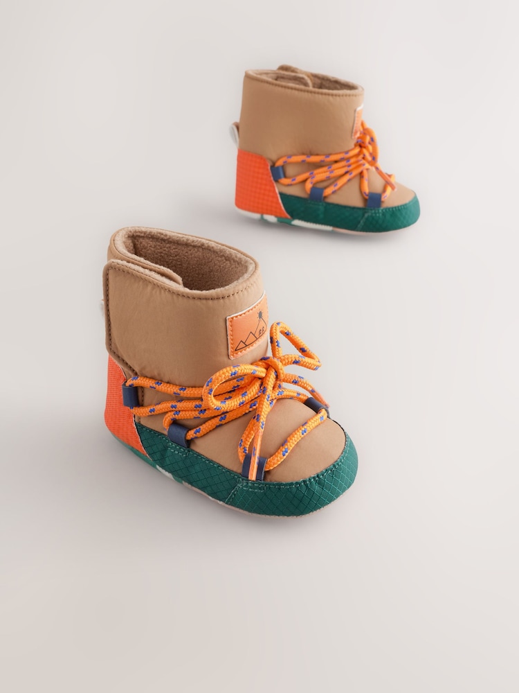 Neutral Colour Block Baby Quilted Snow Boots (0-2mths) - Image 1 of 7
