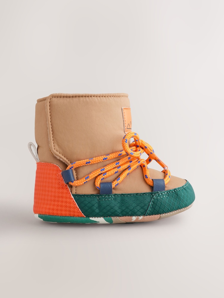 Neutral Colour Block Baby Quilted Snow Boots (0-2mths) - Image 2 of 7