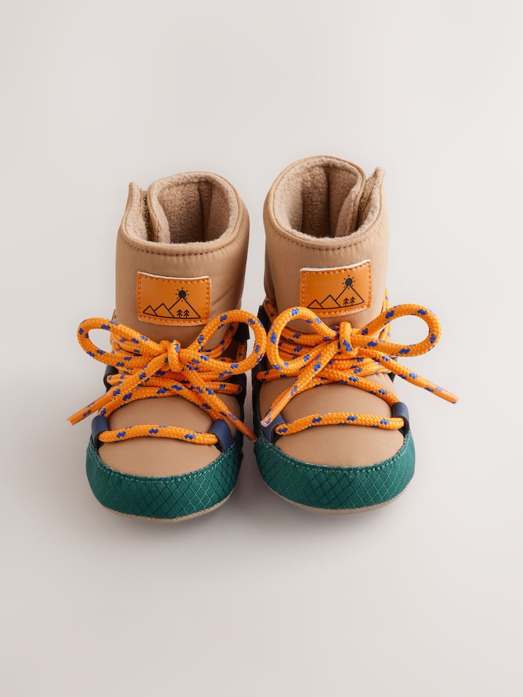 Neutral Colour Block Baby Quilted Snow Boots (0-2mths) - Image 7 of 7