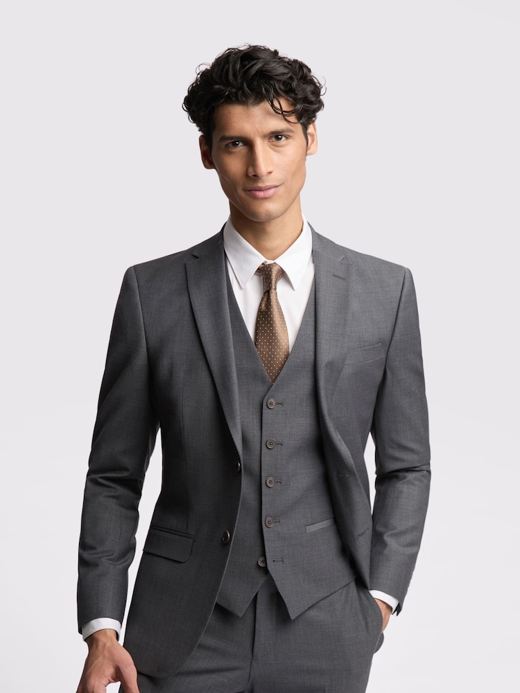 Ted Baker Tailoring Prem Charcoal Grey Panama Slim Suit Jacket - Image 1 of 5