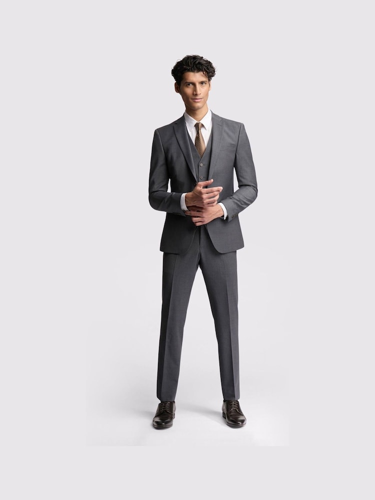 Ted Baker Tailoring Prem Charcoal Grey Panama Slim Suit Jacket - Image 2 of 5
