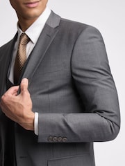 Ted Baker Tailoring Prem Charcoal Grey Panama Slim Suit Jacket - Image 4 of 5