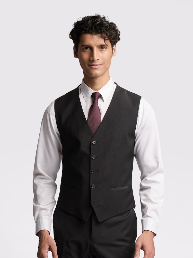 Ted Baker Tailoring Premium Black Panama Slim Waistcoat - Image 1 of 3