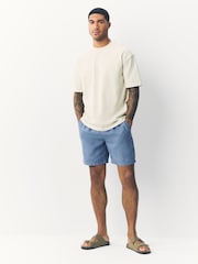 Blue 100% Linen Drawstring Waist Shorts - Image 2 of 9