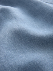 Blue 100% Linen Drawstring Waist Shorts - Image 7 of 9