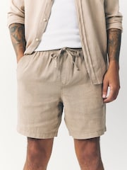 Stone 100% Linen Drawstring Waist Shorts - Image 2 of 8