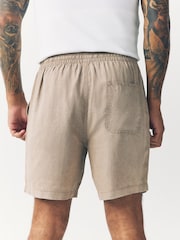 Stone 100% Linen Drawstring Waist Shorts - Image 3 of 8