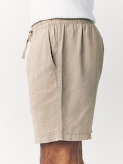 Stone 100% Linen Drawstring Waist Shorts - Image 4 of 8