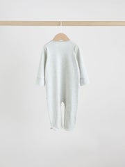 Grey Baby Popper Sleepsuits 3 Pack - Image 5 of 12