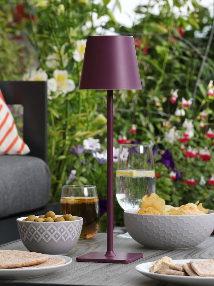 Dar Lighting Satin Purple Derrick Rechargeable Outdoor USB Table Lamp - Image 2 of 8