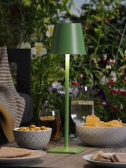 Dar Lighting Satin Green Derrick Rechargeable Outdoor USB Table Lamp - Image 1 of 8