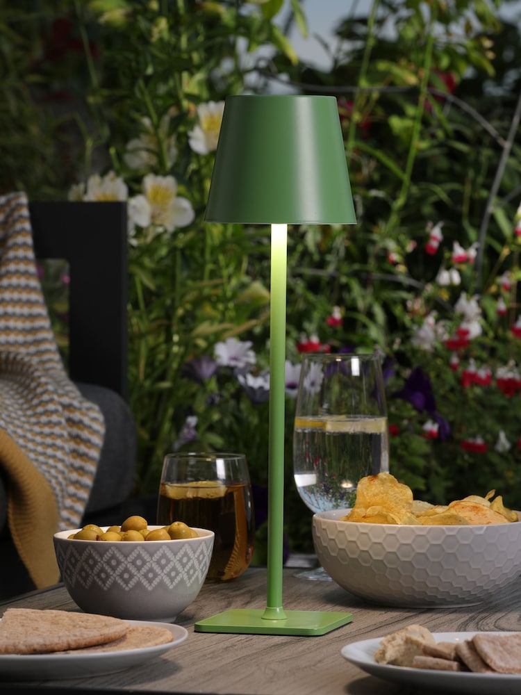Dar Lighting Satin Green Derrick Rechargeable Outdoor USB Table Lamp - Image 1 of 8