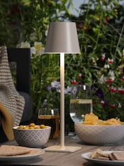Dar Lighting Satin Grey Derrick Rechargeable Outdoor USB Table Lamp - Image 1 of 8