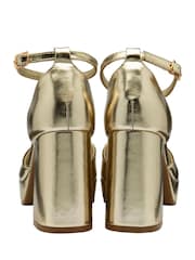 Ravel Gold Strappy Open Toe Platform Sandals - Image 3 of 4