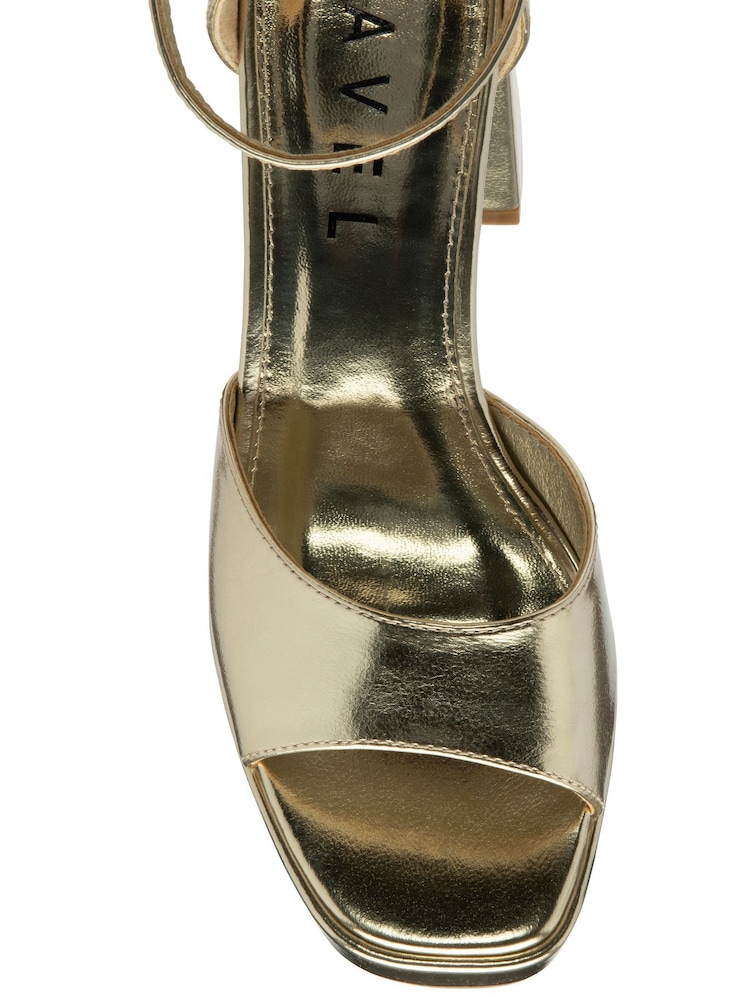 Ravel Gold Strappy Open Toe Platform Sandals - Image 4 of 4