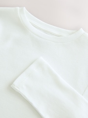 White Long Sleeve Cropped Crew Neck T-Shirt - Image 3 of 4
