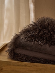 Brown Monoglian Faux Fur Throw - Image 3 of 5