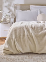 Ivory Fuzzy Faux Fur Throw - Image 1 of 4
