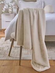 Ivory Fuzzy Faux Fur Throw - Image 2 of 4
