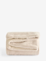 Ivory Fuzzy Faux Fur Throw - Image 4 of 4