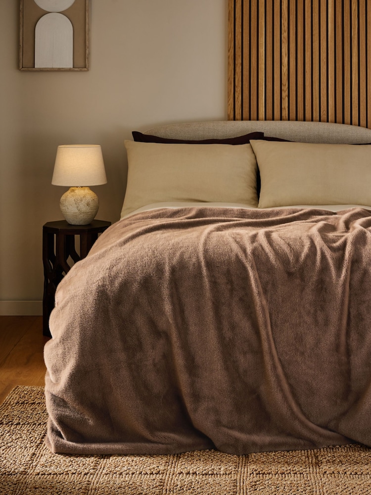 Mink Brown Fuzzy Faux Fur Throw - Image 1 of 4
