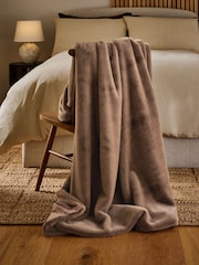Mink Brown Fuzzy Faux Fur Throw - Image 2 of 4