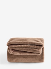 Mink Brown Fuzzy Faux Fur Throw - Image 4 of 4