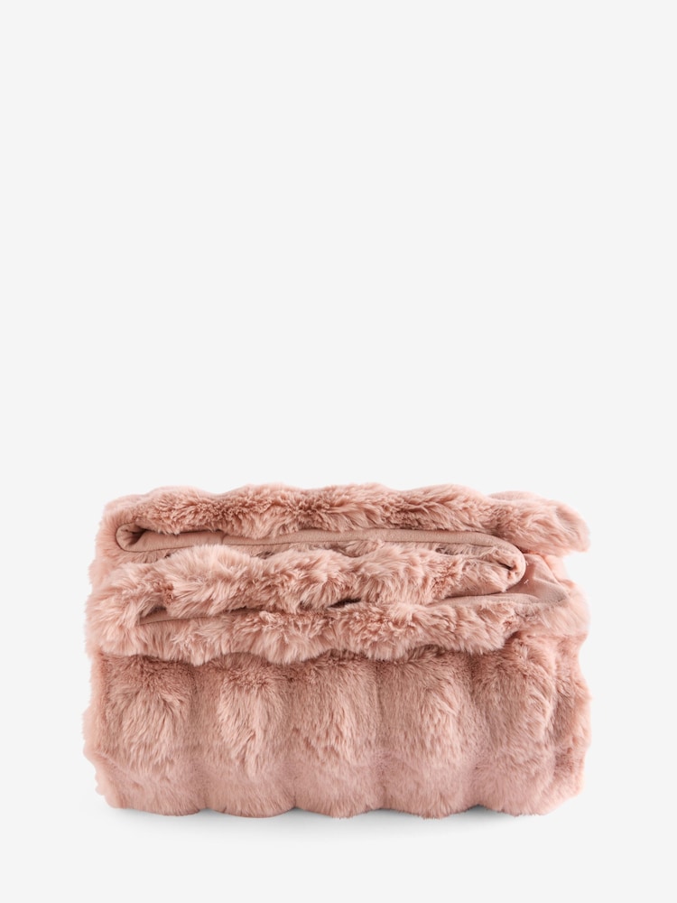 Light Pink Aspen Faux Fur Throw - Image 4 of 4
