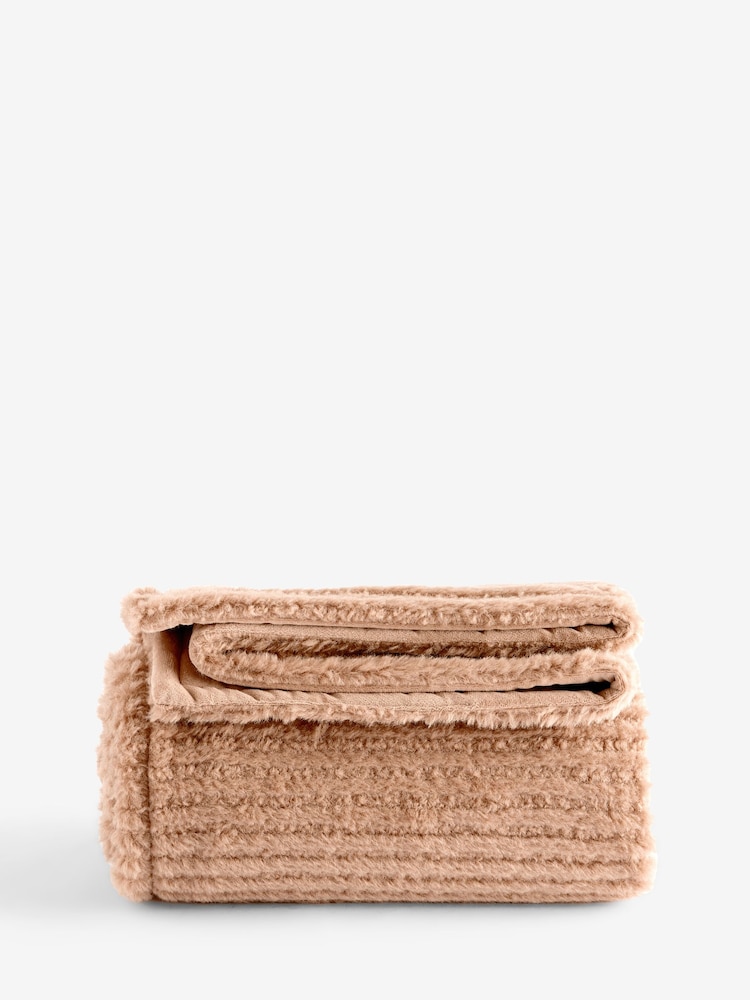 Dark Natural Stripe Texture Fleece Throw - Image 4 of 4 Dark Natural Stripe Texture Fleece Throw - Image 4 of 4