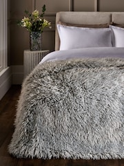 Light Blue Monoglian Faux Fur Throw - Image 1 of 5